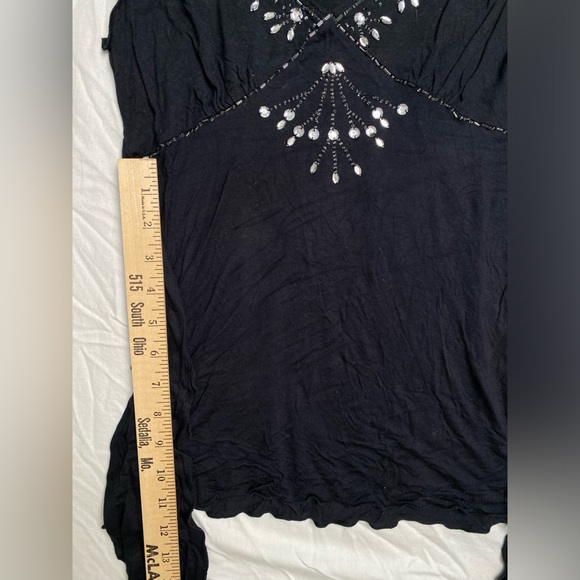 Women’s Rave Y2K charcoal embellished beaded small top with tie back - Picture 8 of 9